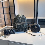 Chanel組合X432 雙肩包+圓餅包+錢包
