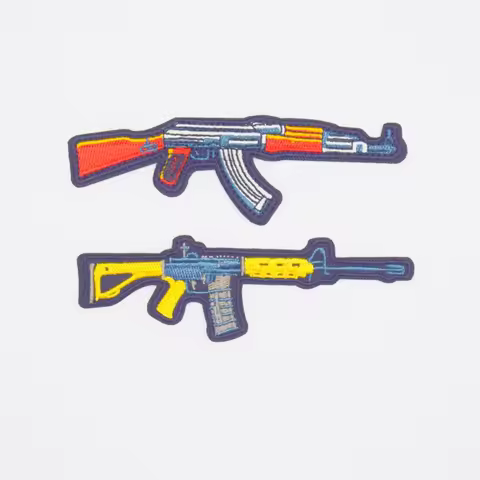 Black Guns AK47 M4A1 Design 100% Savege Letters Iron On Embroidered Clothes Patches For Clothing Who