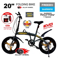 FREEDO 20 Inch Folding Bike Original SHIMANO 7 SPEED Dual Disc Brake Foldable Bike Basikal Lipat Alloy Wheel