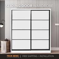 (FREE Shipping & FREE Installation) TECK SENG 8 Feet Sliding Doors Wardrobe / Anti-Jump / 2 Sliding 