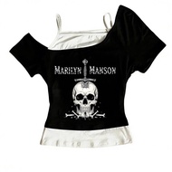 Marilyn Masnson crop top babydoll Slim Fit Cute vintage  cropped Aesthetic coquette gyaru shoujo gir