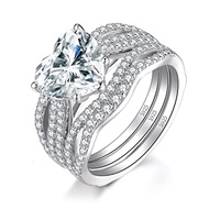 JewelryPalace Love Heart 3ct Cubic Zirconia Solitaire Engagement Rings for Women, 925 Sterling Silve