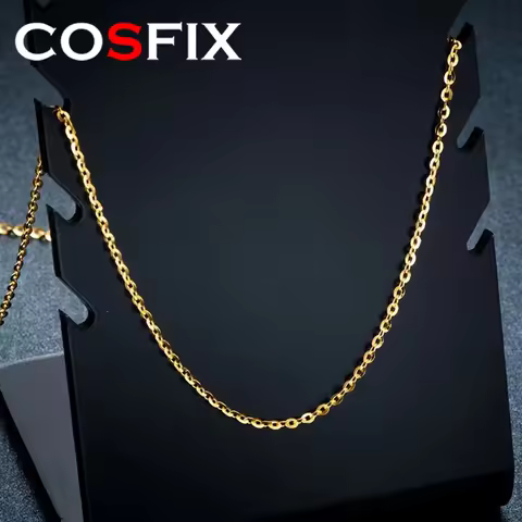 COSFIX Real 18K Gold O-shaped Chain AU750 Pure Gold Necklace For Women andd Men Fine Jewelry Birthda