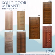 Wooden Meranti Solid Door Size 33 3/4" X 83" Natural Wood Colour Pintu Kayu Corok Kayu
