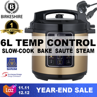 Birkeshire 6L Digital Multi Pressure Cooker &amp; Slow Cooker COMBO PC-261-M With TEMP. Control (Champagne Gold)