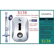 Champs City Instant Water Heater with Shower Holder Set [Optional : Basic Installation]