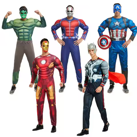 Halloween Adult Muscle Iron Man Spider Man Batman Hulk Cosplay Costumes For Male And Female Performa