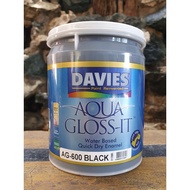 ♞,♘Aqua Gloss-it AG-600 Black 1L Davies Aqua Gloss It Water Based Enamel Paint 1 Liter