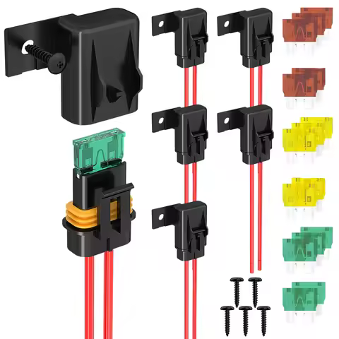 DaierTek 5PCS Inline Fuse Holder 12V 12 Gauge Waterproof ATC/ATO Blade Fuse Holder with 20 Amp 30 Am