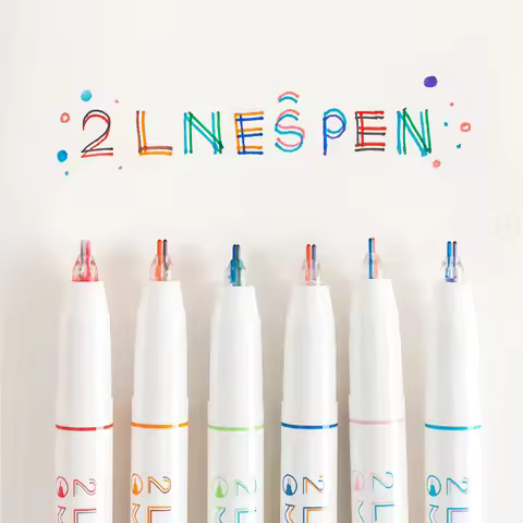 6pcs 2 Lines Colored Marker Pens DIY Drawing Painting Graffiti Pen 0.5mm Gel Pens Pigment Liner High