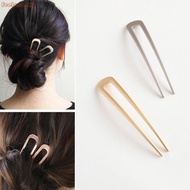 feelsaa Chinese Style Metal U Shaped Hair Stick Fork Clip Minimalist Vintage Hanfu 2 Prong Updo Chig