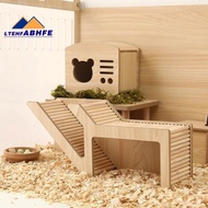 Washable Hamster Hidden Wooden Hamster House Small Pet Castle with Rock Climb Ladder Dwarf Mouse Pet
