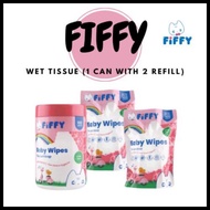 FIFFY Combo Pack (1 Can + 2 Refill Pack) Wet Tissue Tisu Basah Bayi 300PCS