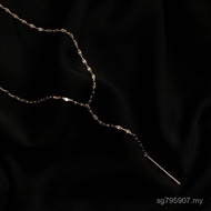 18K Emas Fesyen AU750 Niche Kalung Rantai Klavikula Pelarasan Pin Rekaan Serbaguna Rantai Leher HC89