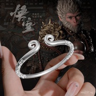 Pure Silver9999Monkey King Gift Bracelet Pure Silver Vintage Bangle Black Tightening Curse Mythology