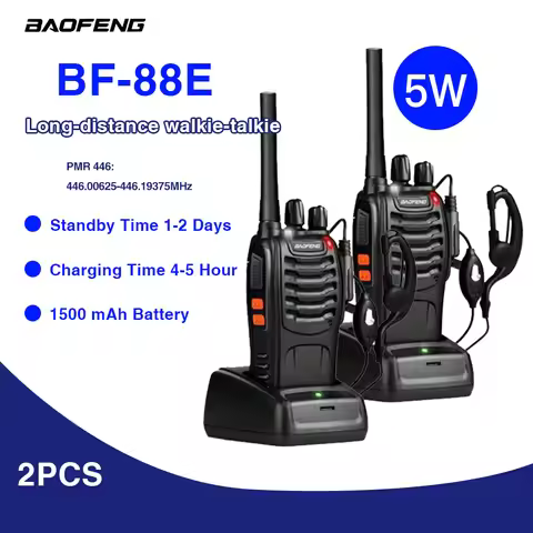 2PCS BF-88E Walkie Talkie Two Way Radio PMR Handheld Intercom Communicator 16 Channe Portable Ham Lo