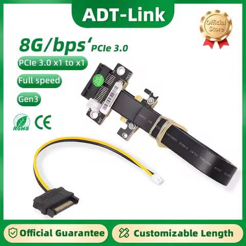 ADT-Link PCI-E 4.0 3.0 x1 to x1 Riser Cable GPU/WK Dual 90° Right-angled 16G/bps High Speed PCI Expr