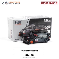Xcartoys x POP RACE 1:64 PANDEM EG6 -KANJOZUKU Black Diecast Model Car