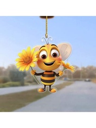 1 件蜜蜂 2d 平面壓克力掛飾、汽車後視鏡裝飾掛件、包包和鑰匙圈配件