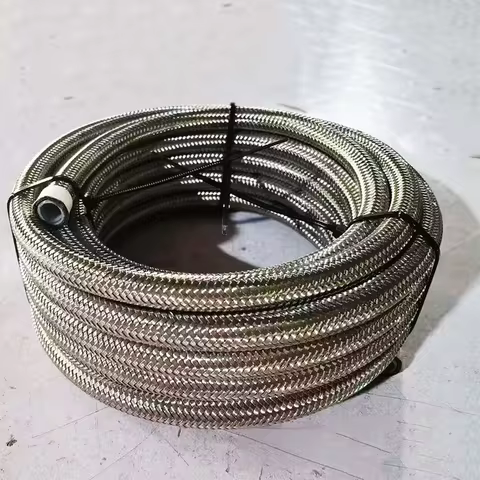 Silver PTFE fuel hose, automotive fittings, coolant pipe model: AN4 AN6 AN8 AN10 AN12 AN16, length 1