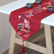 桌旗/table runner    婚庆桌布  中式结婚礼  艺茶席   喜庆   红色  桌旗   新年中国风   棉麻   复古   长条巾yyda2223.my/4.3Wedding tabl