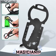 MAGICIANIP EDC Tools Card, Black Multifunction Outdoor Gadgets, Portable Stainless Steel Silver Beer