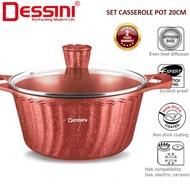 Dessini 20cm Non-Stick Casserole Pot 2pcs Set | Periuk Masak Premium | Gas & Electric Compatible