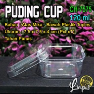 Jelly Cup Pudding Glass CH 7575 Square Pudding Cup 120ml + Jelly Pudding Cup Lid CH7575