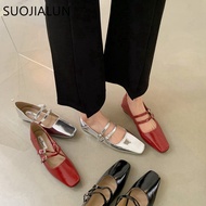 hot【DT】 SUOJIALUN 2023 New Flat Shoes Fashion Toe Shallow Ladies Mary Ballerinas Heel Ballet