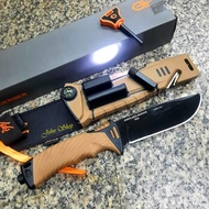มีดพกพาเดินป่า BG GERBER มีดเดินป่าแบบพกพา พร้อมฟรังชั่น ไฟฉายขนาดเล็ก แท่งขีดไฟ และกากเพชรลับคมมีด 