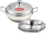 Generic Kadai with Steel Lid Idli Maker 2 Idli Plate 8 Cavity Idli Cooker Stainless Steel Idly Pot with Silver Pack Of, IASIC2206220025