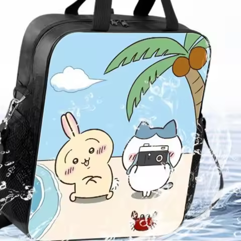 Anime Cartoon Kawaii Chiikawa Tuition Bag Children Canvas Portable Crossbody Backpack Multifunctiona
