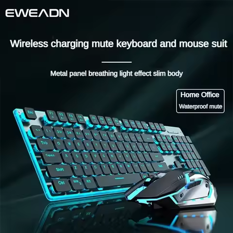 EWEADN X7S 2.4G Wireless Silent Keyboard and Mouse Ultra-thin Silent Chocolate Button Office Laptop 