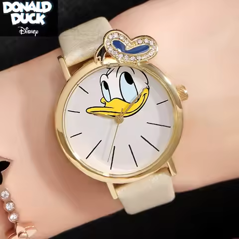 Disney For Women Watches Donald Duck Cartoon Lady Casual Quartz Wristwatches Dazzeling Bling Rhinsto