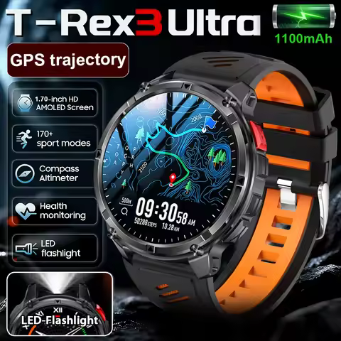 New T-Rex3 Ultra 1100mAh Battery Smart Watch Flashlight GPS Track Compass IP69K Waterproof Sports Ou