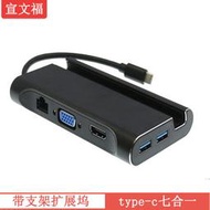 【秀秀】type-c轉網卡HUB/VGA/HDMI供電 type-c擴展塢 type-c七合一集線器