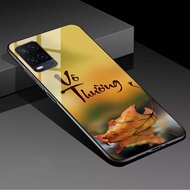 Lotus pattern tempered glass phone case for Oppo a54/ oppo a55/ a74/a94