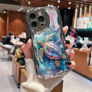 Ốp lưng mềm họa tiết rùa mạ điện màu kem bóng, in phẳng, mạ điện màu kem, dành cho iPhone 16/iPhone 