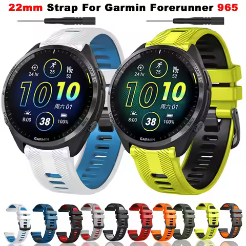 22mm Watchband For Garmin Forerunner 965 Watch Strap Silicone Bracelet Forerunner 945 935 745 Wristb