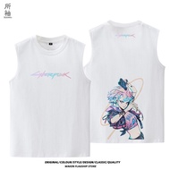 2025 Năm Mới Cotton Cổ Tròn Tay Ngắn T Áo Sơ Mi Cyberpunk 2077 Xung Quanh Edge Walker T Áo Sơ Mi Luc