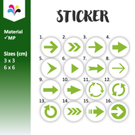 Arrow Sticker Direction Rewind Replay Reuse Green and White Round Stickers Adhesive 6x6cm