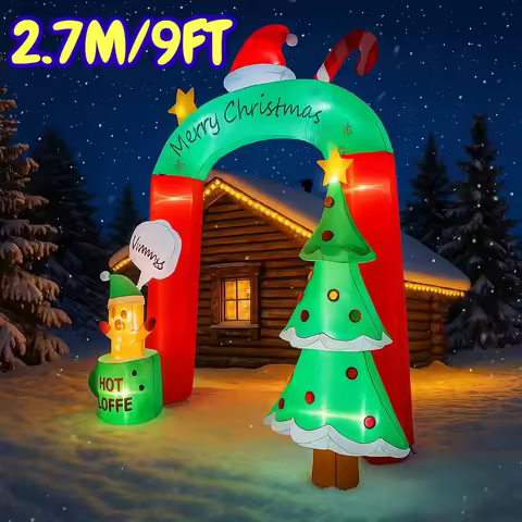 2.7M/9FT Christmas DIY Inflatable Christmas Archway Tree Gingerbread Man Decorations Home Inflatable