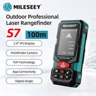 Mileseey เครื่องวัดระยะทางเลเซอร์มืออาชีพกลางแจ้ง S7 100ม. Laser Measure เครื่องมือวัดเลเซอร์มัลติฟั