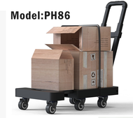{SG Ready Stock} Foldable trolley Universal wheel Platform car The six round Portable 200kg (black) With Mute Wheels Installed Trolley {Top Quality} Local Warranty