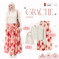 Muslimah Clothing Set INFINITY Look Grache Gemma Blazer and Floral Skirt Beige Ceruty - LP 286