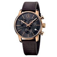 CK Calvin Klein 簡約時尚三眼計時皮帶錶-玫瑰金 # K2G276G3 碼錶 強化玻璃 原廠錶盒 保證書