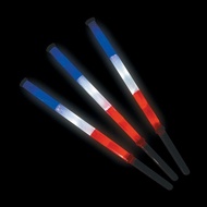 Fun Express Foam Glow Sticks Bulk Party Pack - 6 LED Light Up Wands for Kids & Adults | Patriotic Re