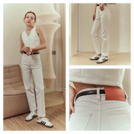 VALENCIA - CLAIRE JEANS กางเกงยีนส์ทรงกระบอกตรง สีขาว ผ้าไม่ยืด