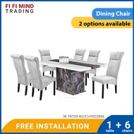Leona Marble Dining Set/ Marble Dining Table/ Meja Makan 6 Kerusi/ Meja Makan Marble/ Meja Makan Set