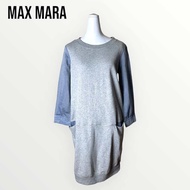 Max mara เดรสแขนยาวสีเทากระเป๋าหน้าตัดฟ้า